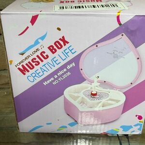 NIB Forever Love Heart-Shaped Music Box with dancing ballerina.